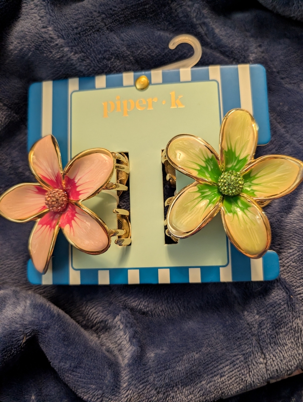 piper•k Floral Hair Claw Clips - Pink & Green